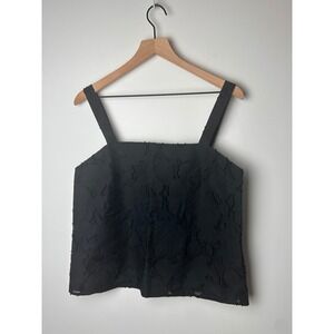 Banana Republic Black Floral Tank Top Sleeveless Square Neck - Size‎ M